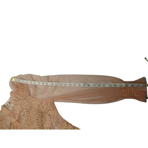 Peach Women's Lace Mesh Long Sleeve Top XL Polyester/Nylon - Picture 10 of 10